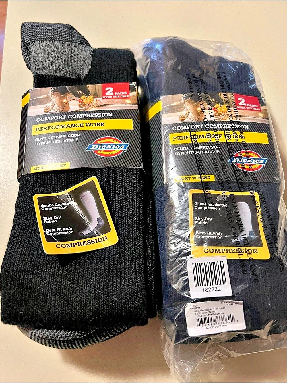 Dickies Comfort Compression Performance Work Socks Black Athletic Work Socks NWT
